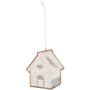 Clayre & Eef Ornement Maison 9x1x10 cm Blanc Marron