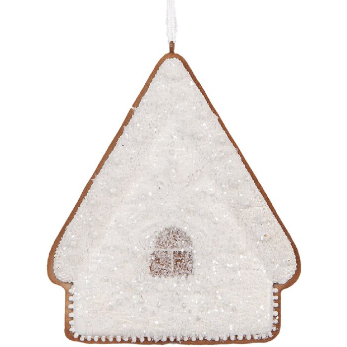 Clayre & Eef Décoration Suspendue Maison 9x1x10 cm Blanc Marron
