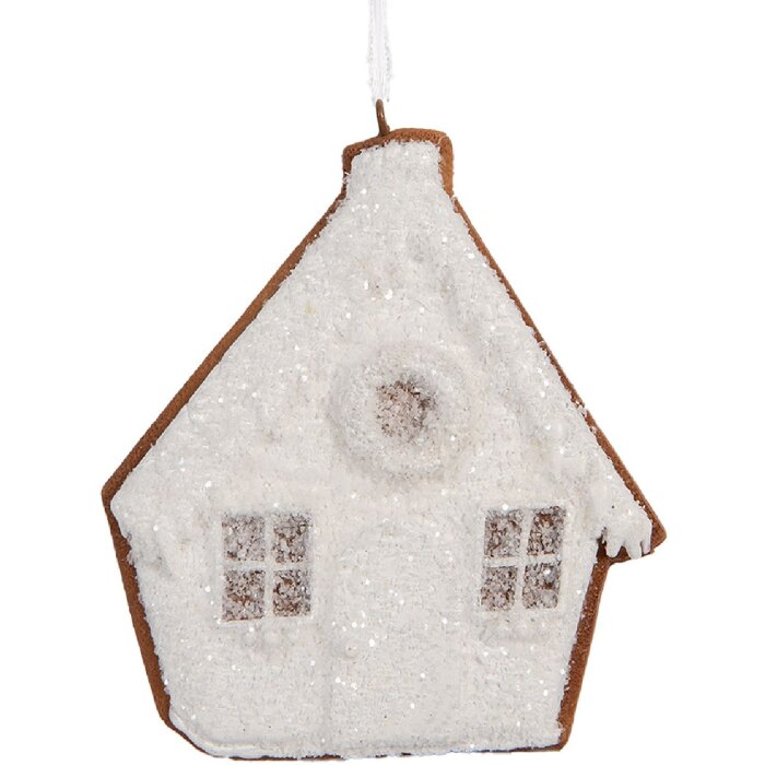 Clayre & Eef Décoration Suspension Maison 9x1x10 cm Blanc Marron