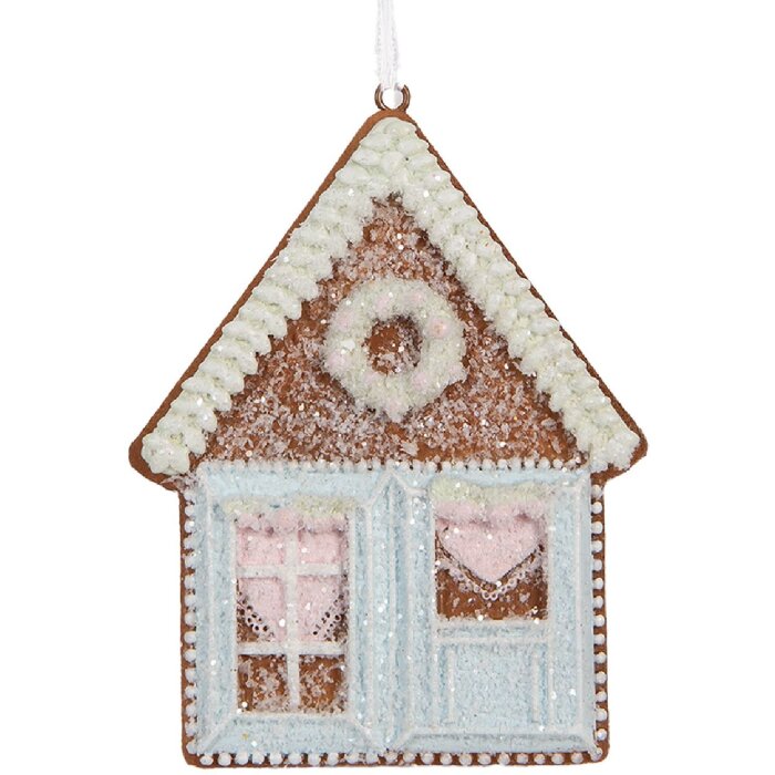 Clayre & Eef Décoration Suspendue Maison Bleu Blanc 8x10 cm