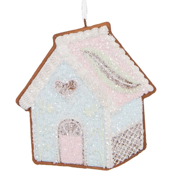 Clayre & Eef 6PR5338 Décoration Suspendue Maison Bleu Blanc 9x1x10 cm