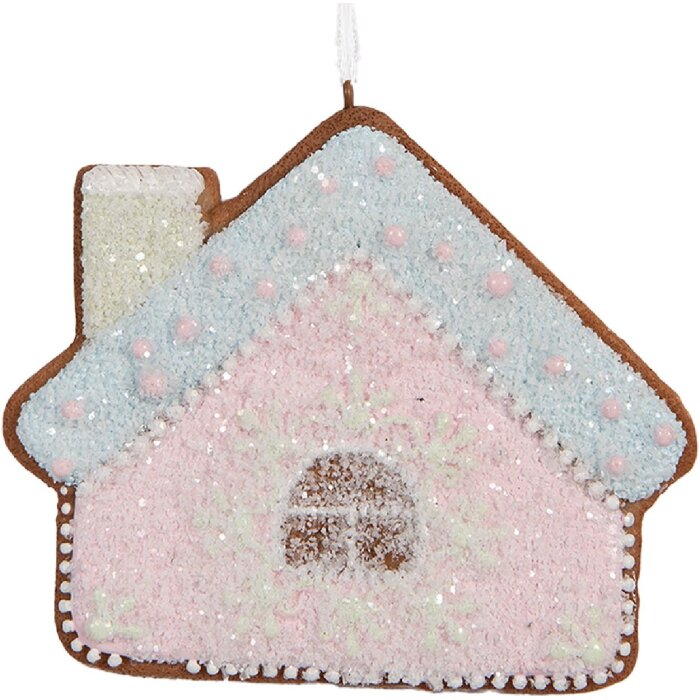 Clayre & Eef Décoration Suspendue Maison Rose et Bleu 9x1x8 cm