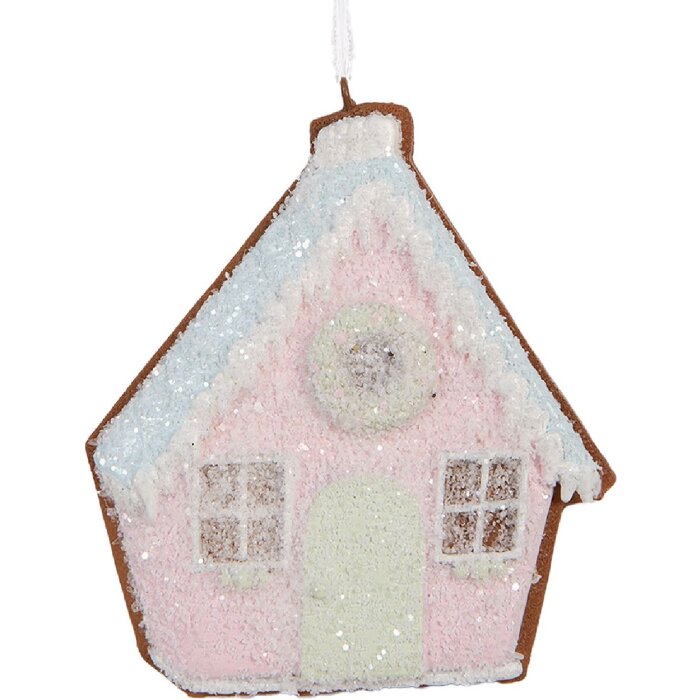 Ornement Maison Clayre & Eef Rose et Vert 9x1x10 cm
