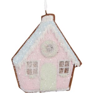 Ornement Maison Clayre & Eef Rose et Vert 9x1x10 cm
