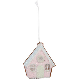 Ornement Maison Clayre & Eef Rose et Vert 9x1x10 cm