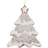 Clayre & Eef 6PR5343 Décoration Suspension Sapin Noël 9x1x10 cm Blanc Marron