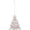 Clayre & Eef 6PR5343 Décoration Suspension Sapin Noël 9x1x10 cm Blanc Marron