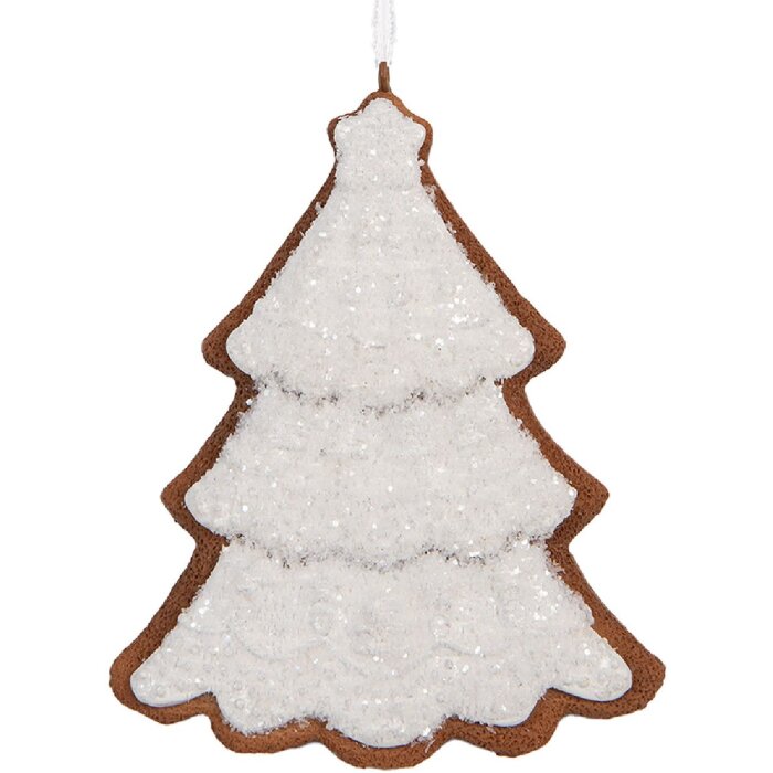 Clayre & Eef Décoration Suspension Sapin 9x1x10 cm Blanc Marron