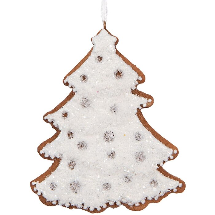 Suspension Décoration Arbre de Noël Clayre & Eef 9x1x10 cm Blanc Marron