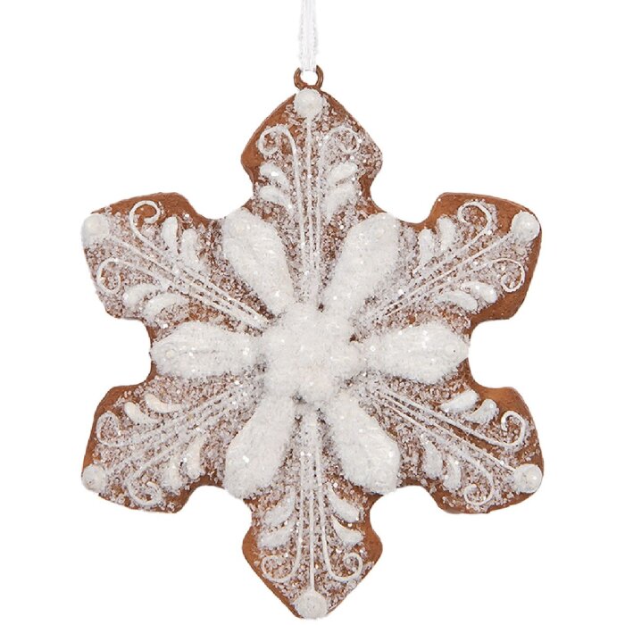 Clayre & Eef 6PR5354 Décoration Suspendue Flocon de Neige Blanc Marron