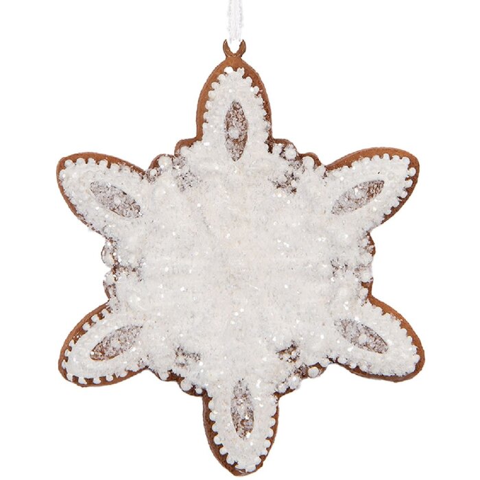Clayre & Eef 6PR5355 Suspension Flocon de Neige 9x1x10 cm Blanc Marron