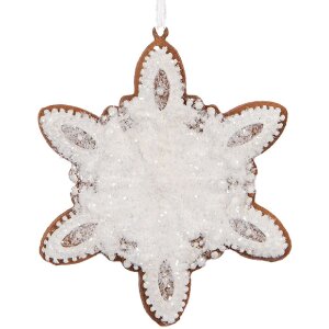 Clayre & Eef 6PR5355 Suspension Flocon de Neige 9x1x10 cm Blanc Marron