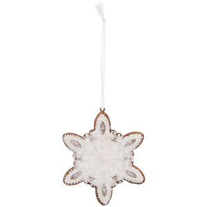 Clayre & Eef 6PR5355 Suspension Flocon de Neige 9x1x10 cm Blanc Marron