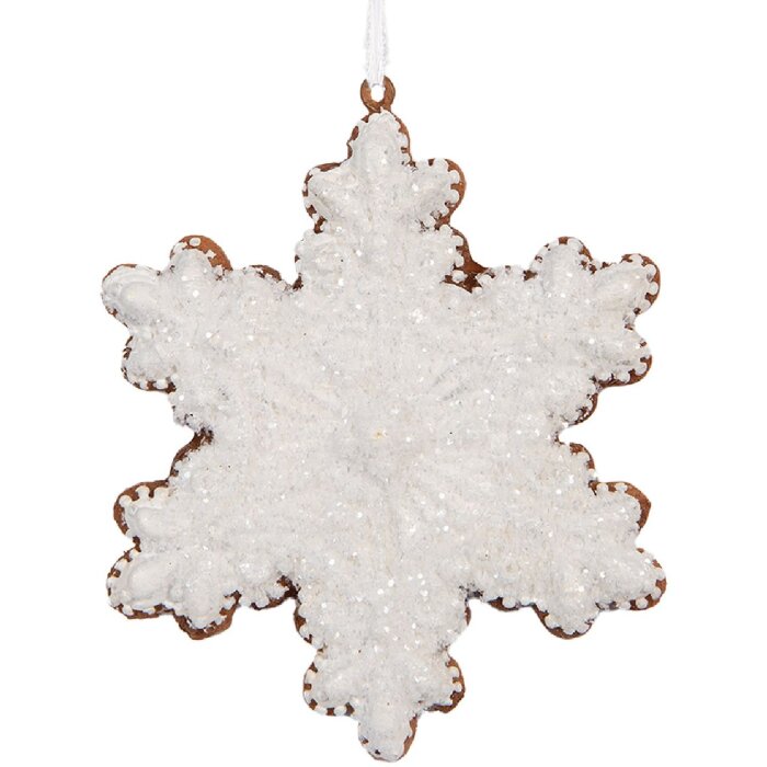 Clayre & Eef 6PR5358 Décoration Suspendue Flocon de Neige Blanc & Marron