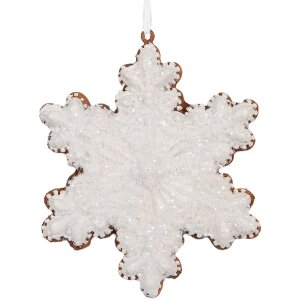 Clayre & Eef 6PR5358 Décoration Suspendue Flocon de Neige Blanc & Marron