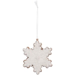 Clayre & Eef 6PR5358 Décoration Suspendue Flocon de Neige Blanc & Marron