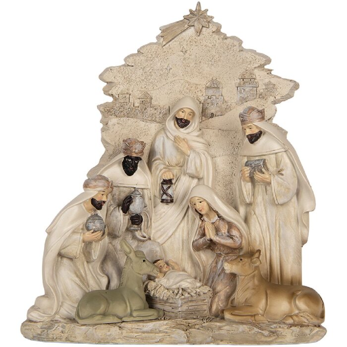Groupe de Noël Clayre & Eef 6PR5924 24x8x27 cm Beige et Blanc