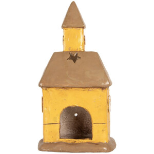 Clayre & Eef 6MG0127 Maison Décorative Jaune-Brun 23x17x43 cm