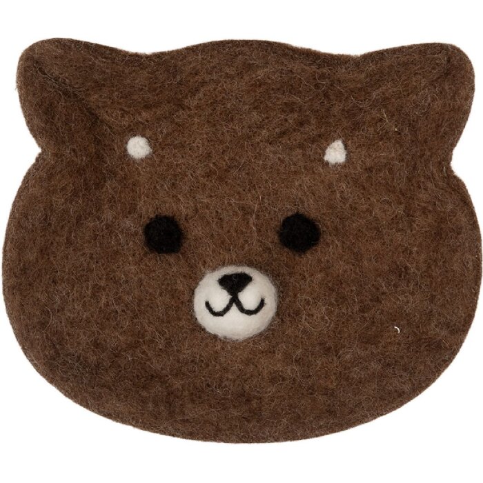 Clayre & Eef 66302 Coupe en feutre Ours 15x13x3 cm marron-blanc