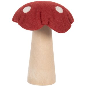 Champignon en feutre Clayre & Eef 14x14x17 cm Rouge-Marron