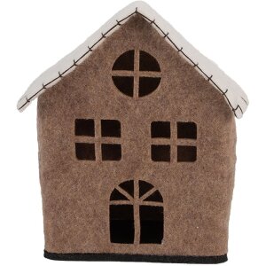 Clayre & Eef Maison en Feutre 17x9x19 cm Marron et Blanc