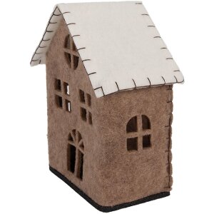 Clayre & Eef Maison en Feutre 17x9x19 cm Marron et Blanc