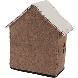 Clayre & Eef Maison en Feutre 17x9x19 cm Marron et Blanc