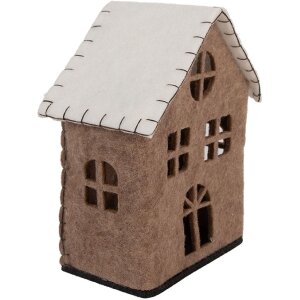 Clayre & Eef Maison en Feutre 17x9x19 cm Marron et Blanc