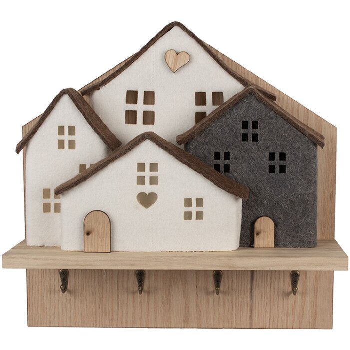 Clayre & Eef 66307 Patère Maisons en Feutre 40x13x40 cm