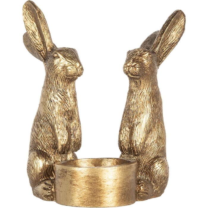 Clayre & Eef Bougeoir Lapin Doré 10x8x12 cm