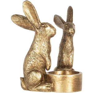Clayre & Eef Bougeoir Lapin Doré 10x8x12 cm