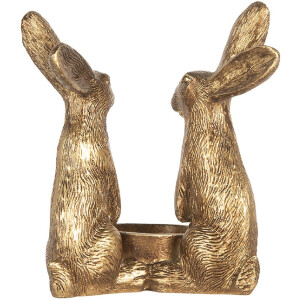 Clayre & Eef Bougeoir Lapin Doré 10x8x12 cm