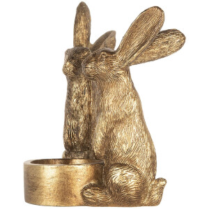 Clayre & Eef Bougeoir Lapin Doré 10x8x12 cm