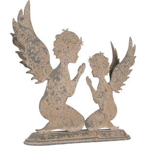 Ange Décoratif Clayre & Eef 33x8x32 cm Gris-Beige