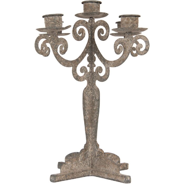 Clayre & Eef 6Y5818 Bougeoir 26x26x35 cm Gris-Beige