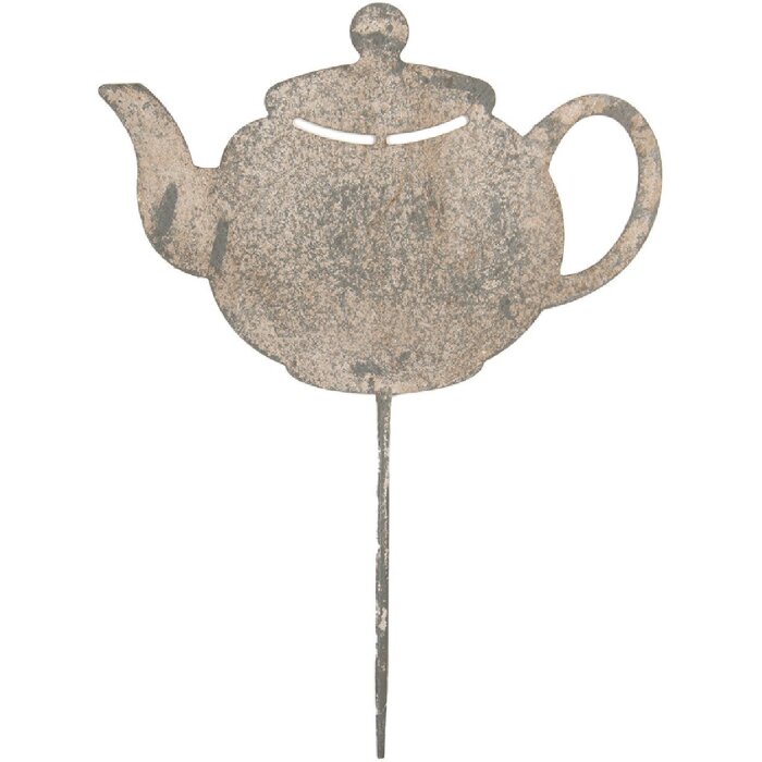 Clayre & Eef 6Y5831 Piquet Décoratif Théière 26x1x35 cm Gris Beige