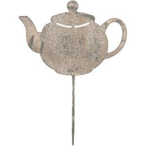Clayre & Eef 6Y5831 Piquet Décoratif Théière 26x1x35 cm Gris Beige