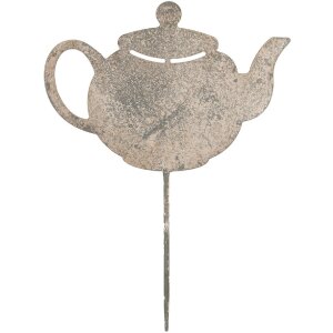Clayre & Eef 6Y5831 Piquet Décoratif Théière 26x1x35 cm Gris Beige
