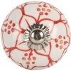 Clayre & Eef 66435 Bouton de porte Blanc et Rouge 4x4 cm