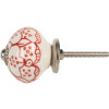 Clayre & Eef 66435 Bouton de porte Blanc et Rouge 4x4 cm