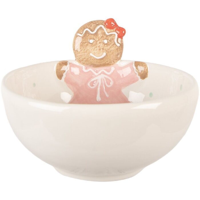 Clayre & Eef Bol de Service 18x17x12 cm 700 ml Blanc Rose