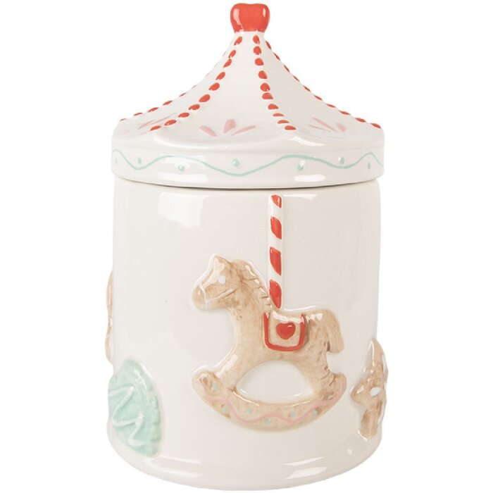 Clayre & Eef Pot à provisions avec couvercle 15x22 cm Blanc/Brun