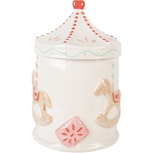 Clayre & Eef Pot à provisions avec couvercle 15x22 cm Blanc/Brun