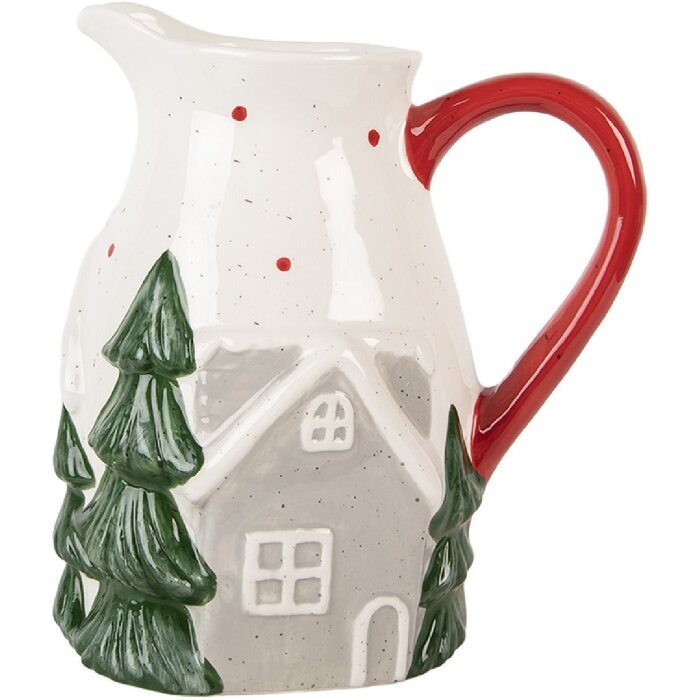 Pot Décoratif Clayre & Eef 19x14x20 cm Blanc Vert Céramique
