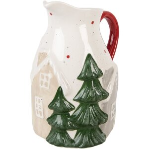 Pot Décoratif Clayre & Eef 19x14x20 cm Blanc Vert Céramique