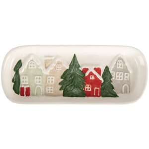 Clayre & Eef 6CE2223 Saladier 30x12x3 cm Blanc-Vert