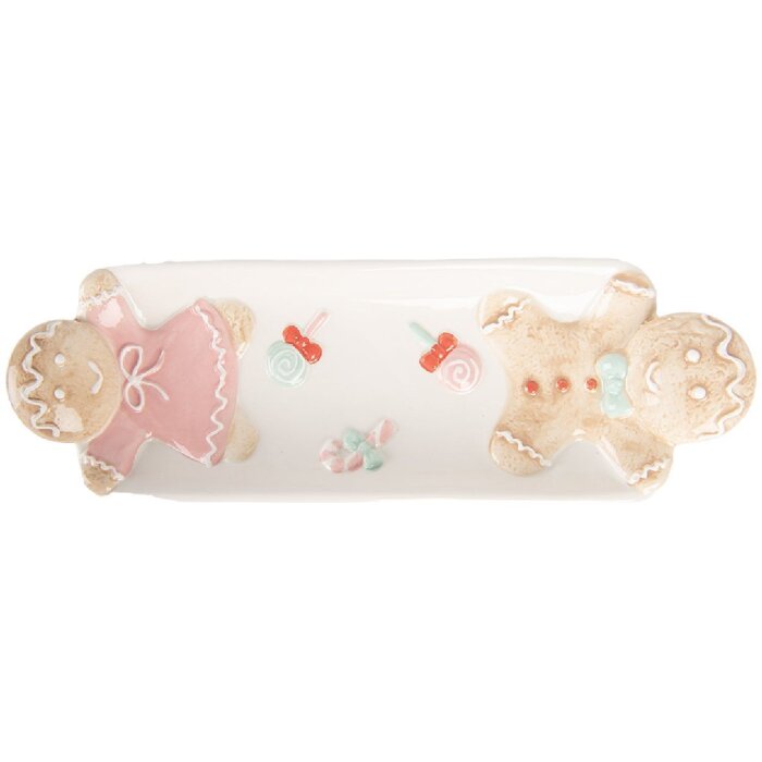 Clayre & Eef Saladier Céramique 31x10x5 cm Blanc Marron