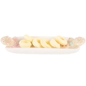 Clayre & Eef Saladier Céramique 31x10x5 cm Blanc Marron