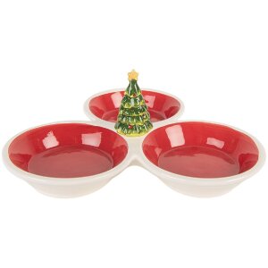 Clayre & Eef Saladier 26x26x10 cm Rouge et Blanc Céramique