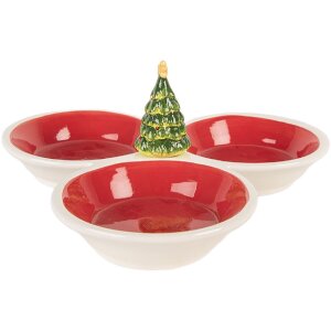 Clayre & Eef Saladier 26x26x10 cm Rouge et Blanc Céramique